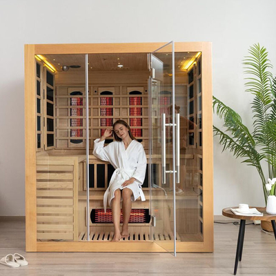 Multi Orang Kayu Solid Inframerah Gabungan Sauna Ruang Uap OEM Dapat Diterima