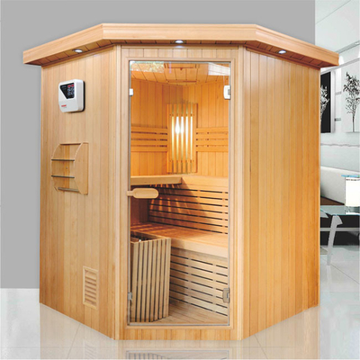 3-4 Orang Hemlock Freestanding Sauna Ruang Uap Dalam Ruangan Untuk Rumah