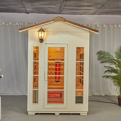 OEM Kayu Solid Hemlock Sauna Uap Inframerah Luar Ruangan Untuk 3 Orang