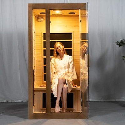 Hemlock Wood Indoor Home Full Spectrum Sauna 2 Orang Ukuran OEM Dapat Diterima