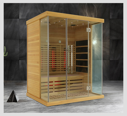 Pemanas Panel Karbon EMF Mewah Sauna Inframerah Spektrum Penuh Untuk 3 Orang Rumah Komersial