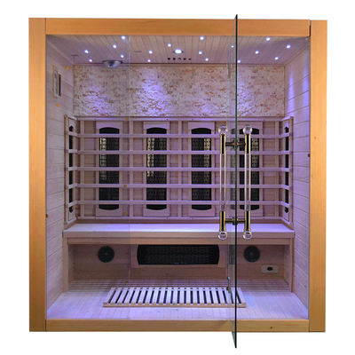 4 Orang Ruang Sauna Kayu Mewah Hemlock Sauna Inframerah Kayu Cedar Merah Dalam Ruangan