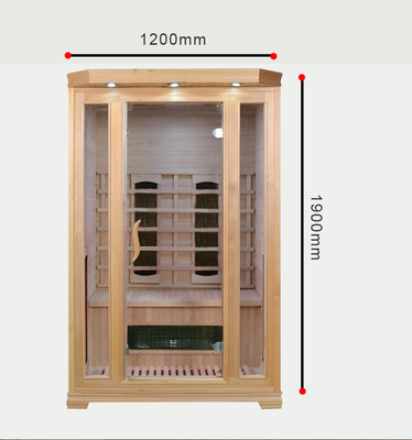 Warna Kayu Indoor Lampu Warna-warni Rumah Ruang Sauna Inframerah 2 Orang Ukuran 1750W