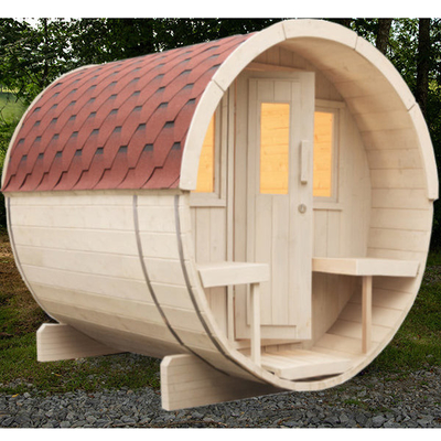 Kayu padat Hemlock Cedar Outdoor Barrel Sauna Uap basah Ruang sauna tradisional