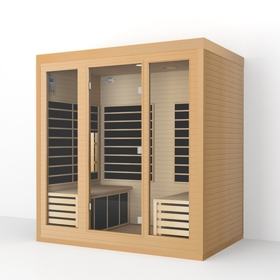 ODM OEM Kayu Padat Ruang Sauna Infrared Jauh Besar Untuk 4 Orang Ukuran