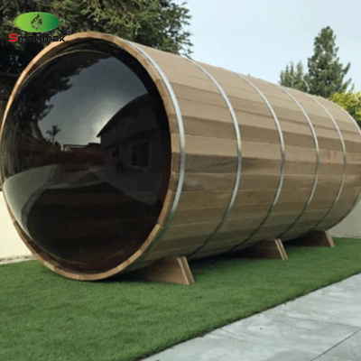 Sauna Panorama Kaca Barel Kayu Luar Ruangan Sauna Uap