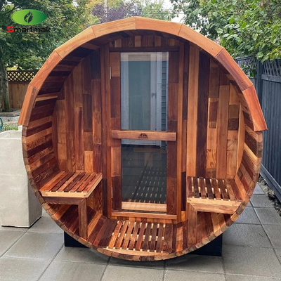 Ruang Sauna Barel Kayu Luar Ruang Sauna Kayu Padat Untuk Penggunaan Taman