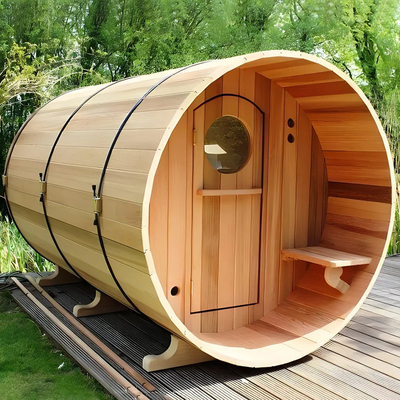 Canadian Wood Hemlock / Red Cedar Barrel Kamar Sauna Tradisional Untuk Luar Ruang