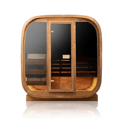 Hemlock Sauna Air Kering Luar Ruangan Dengan Pintu Kaca Penuh - Kisaran Suhu 15-90°C