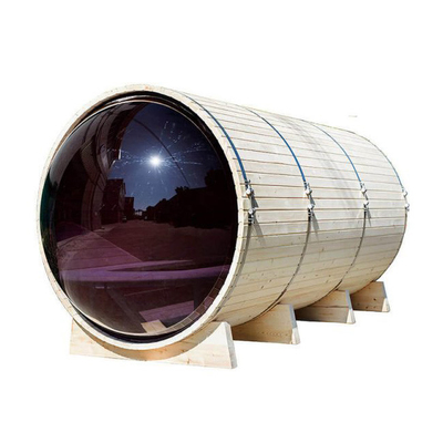 4 Orang Panoramic Outdoor Barrel Sauna Cedar Wood Dengan Kompor Listrik Teras