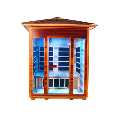 Sauna Inframerah Jauh OEM Di Luar Red Cedar 4 Orang Sauna Luar Ruangan