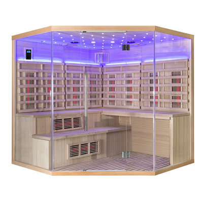 Smartmak Hemlock Sauna Uap Inframerah Rumah Sauna Basah 4 Orang untuk Detoksifikasi
