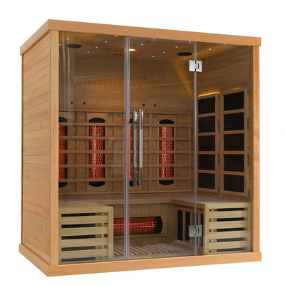 Ruang Sauna Uap Inframerah Kering Kustom Kayu Solid 3 Orang