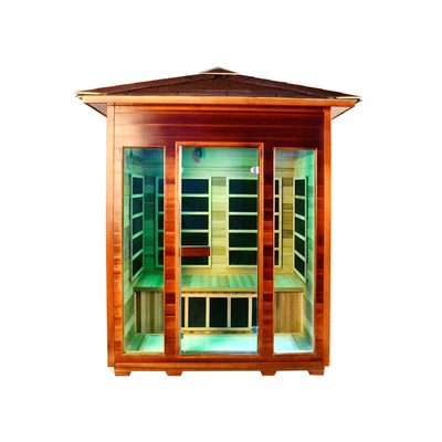 Red Cedar Far Infrared Outdoor Dry Sauna Room Carbon Panel 4 Ukuran Orang