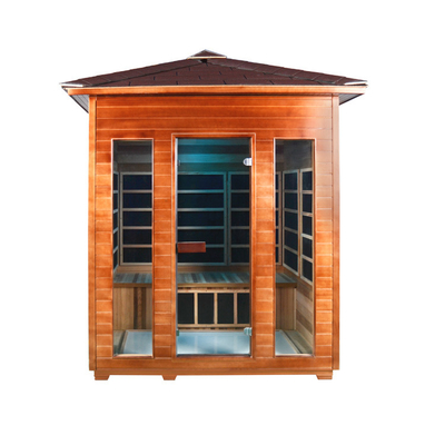 Red Cedar Far Infrared Outdoor Dry Sauna Room Carbon Panel 4 Ukuran Orang