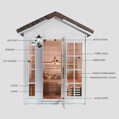 Ruang Sauna Uap Kayu Cedar Merah Solid 1 Orang Dengan Kompor 6KW