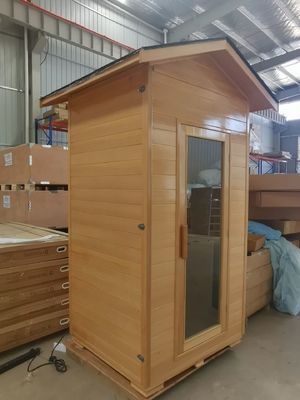 Tabung Keramik Kayu Solid Luar Ruangan Sauna Kering Modern 1 Orang