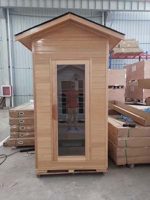 Tabung Keramik Kayu Solid Luar Ruangan Sauna Kering Modern 1 Orang