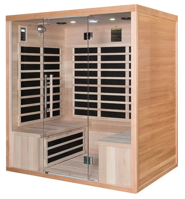 Panel Karbon Kayu Cedar Merah Ruang Sauna Inframerah Jauh Untuk Rumah 4 Orang