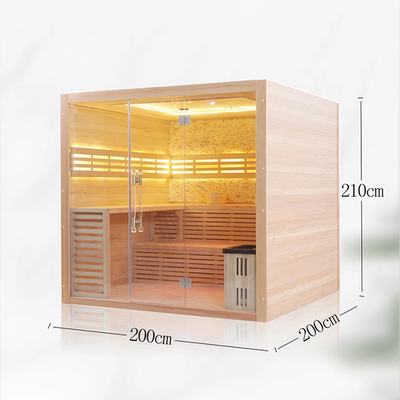 6 Orang Canadian Cedar Steam Sauna Room Family Red Light Sauna 6000W