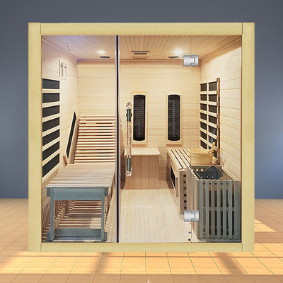 ISO9000 Full Spectrum Gabungan Ruang Sauna Uap Inframerah Untuk Keluarga 3 Orang