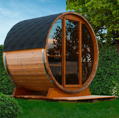 Canada Hemlock Wood Barrel Steam Room Pintu Kaca Gelap 6 Orang