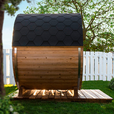 Canada Hemlock Wood Barrel Steam Room Pintu Kaca Gelap 6 Orang