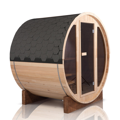 Canada Hemlock Wood Barrel Steam Room Pintu Kaca Gelap 6 Orang
