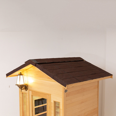 Canada Hemlock Wooden Outdoor Spektrum Penuh Ruang Sauna Inframerah 2 Orang Ukuran