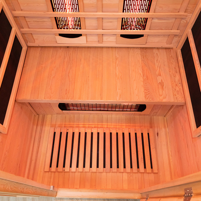 Canada Hemlock Wooden Outdoor Spektrum Penuh Ruang Sauna Inframerah 2 Orang Ukuran