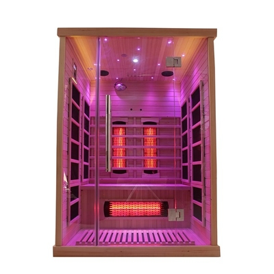 1750W Hemlock Solid Wood 2 Orang Sauna Inframerah Untuk Rumah Dalam Ruangan