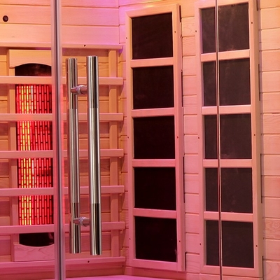 1750W Hemlock Solid Wood 2 Orang Sauna Inframerah Untuk Rumah Dalam Ruangan