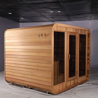 Ruang Sauna Kubus Luar Kayu Cedar Merah 8 Orang Dengan Kompor Listrik