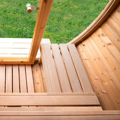 OEM Kayu Solid Outdoor Sauna Steam Barrel Tradisional Untuk 6 Orang