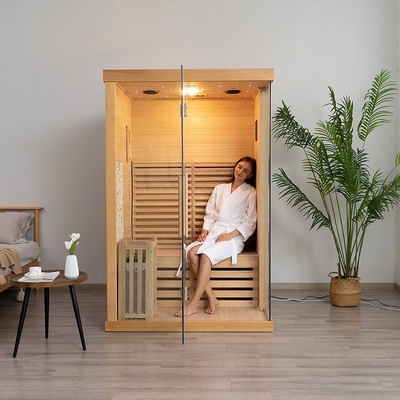 Canada Red Cedar Wooden 2 Orang Sauna Uap Tradisional Dalam Ruangan Untuk Rumah