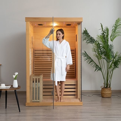 Canada Red Cedar Wooden 2 Orang Sauna Uap Tradisional Dalam Ruangan Untuk Rumah
