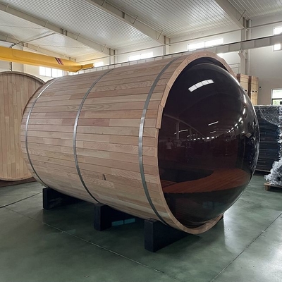 Panoramic Window Outdoor Steam Wooden Barrel Sauna dengan Kompor Listrik