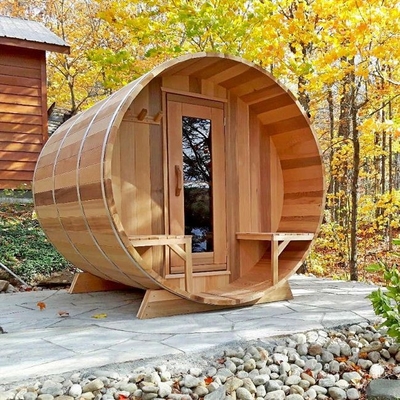 OEM Solid Wood Red Cedar Outdoor Barrel Steam Sauna Untuk Halaman Belakang