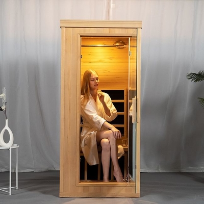 Canadian Hemlock Wooden Full Spectrum Ruang Sauna Inframerah Jauh Satu Orang