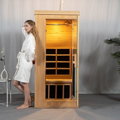 Canadian Hemlock Wooden Full Spectrum Ruang Sauna Inframerah Jauh Satu Orang
