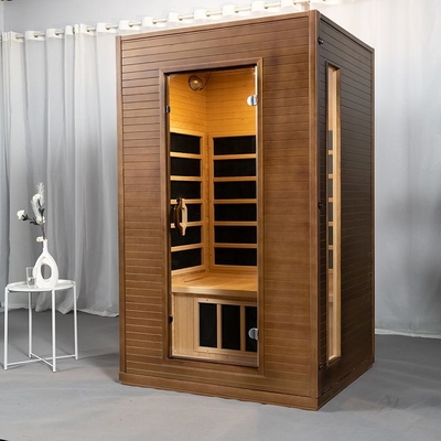 Pemanas Panel Karbon Kayu Solid Dalam Ruangan Ruang Sauna Inframerah Jauh Untuk 2 Orang