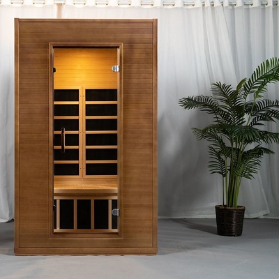 Pemanas Panel Karbon Kayu Solid Dalam Ruangan Ruang Sauna Inframerah Jauh Untuk 2 Orang
