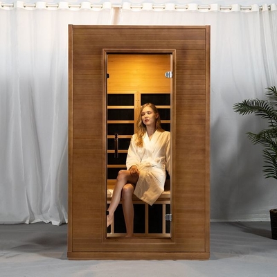 Pemanas Panel Karbon Kayu Solid Dalam Ruangan Ruang Sauna Inframerah Jauh Untuk 2 Orang