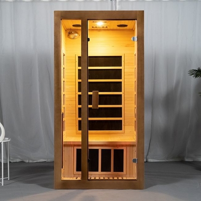 Spektrum Penuh Dan Pemanas Panel Karbon 2 Orang Ruang Sauna Kayu Dalam Ruangan