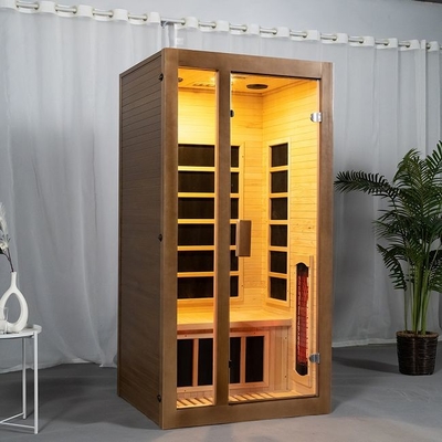 Spektrum Penuh Dan Pemanas Panel Karbon 2 Orang Ruang Sauna Kayu Dalam Ruangan