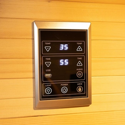 Spektrum Penuh Dan Pemanas Panel Karbon 2 Orang Ruang Sauna Kayu Dalam Ruangan