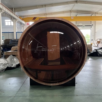 Pemanas Listrik Kayu Cedar Merah Bening Pemandangan Panoramic Uap Basah Sauna Outdoor
