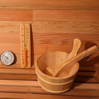 Pemanas Listrik Kayu Cedar Merah Bening Pemandangan Panoramic Uap Basah Sauna Outdoor