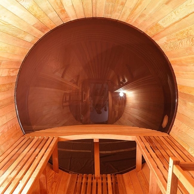 Pemanas Listrik Kayu Cedar Merah Bening Pemandangan Panoramic Uap Basah Sauna Outdoor