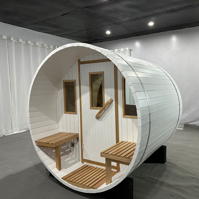 White Garden Outdoor 4 Orang Wood Barrel Sauna Desain Baru